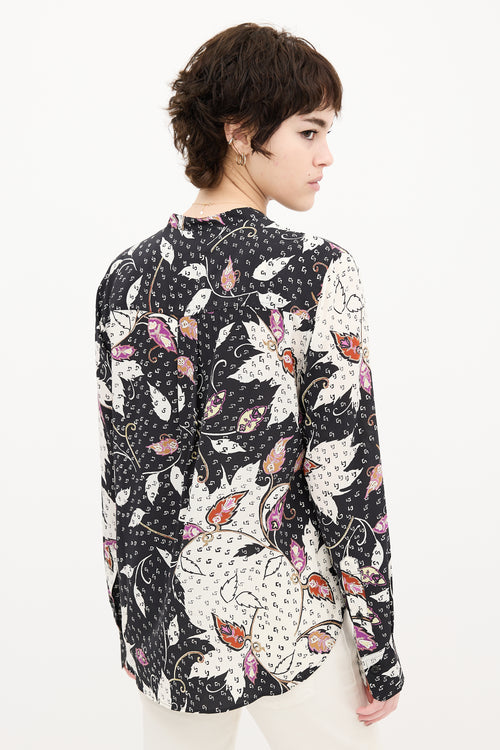 Isabel Marant Black & Multi Silk Leaf Print Shirt