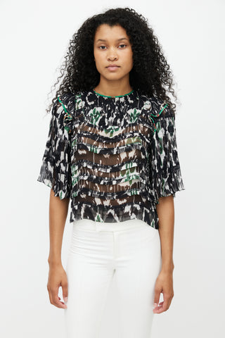 Isabel Marant Black & Multicolour Pleated Top