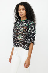 Isabel Marant Black & Multicolour Pleated Top