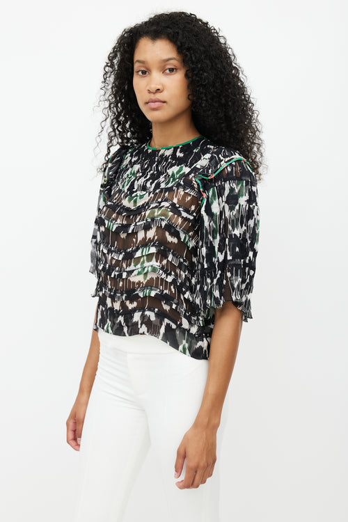 Isabel Marant Black & Multicolour Pleated Top