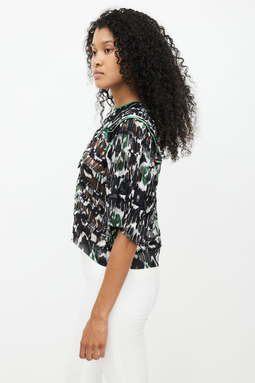 Isabel Marant Black & Multicolour Pleated Top