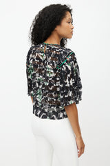 Isabel Marant Black & Multicolour Pleated Top