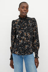 Isabel Marant Black & Orange Floral Button Up Top