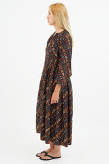 Isabel Marant Black & Orange Silk Print Dress