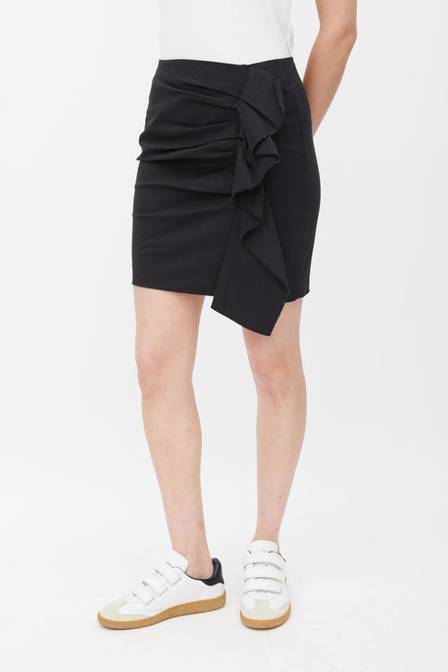 Isabel Marant Black Pleated Ruffled Skirt