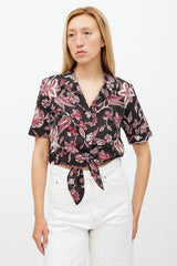 Isabel Marant Black & Red Floral Neel Tie Shirt