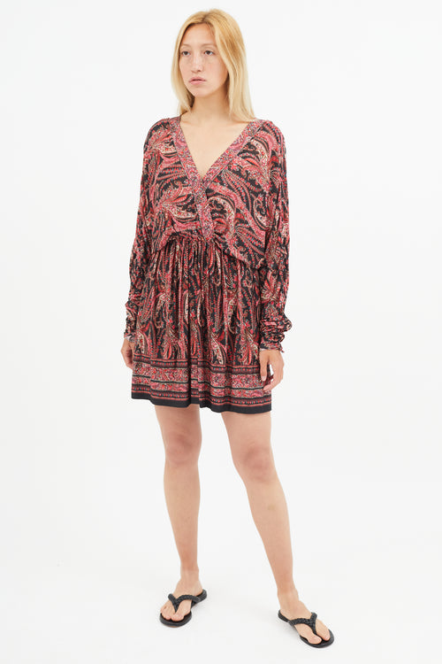 Isabel Marant Red & Black Paisley Print Dress