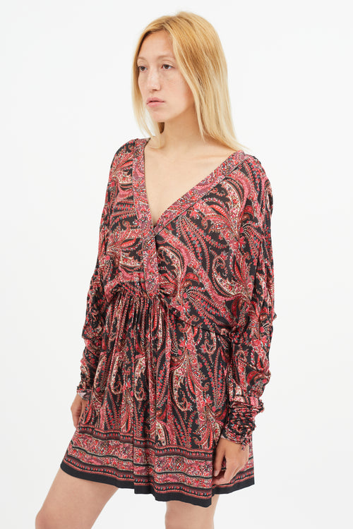 Isabel Marant Red & Black Paisley Print Dress