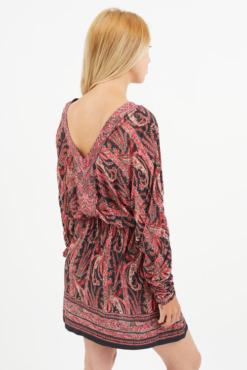 Isabel Marant Red & Black Paisley Print Dress