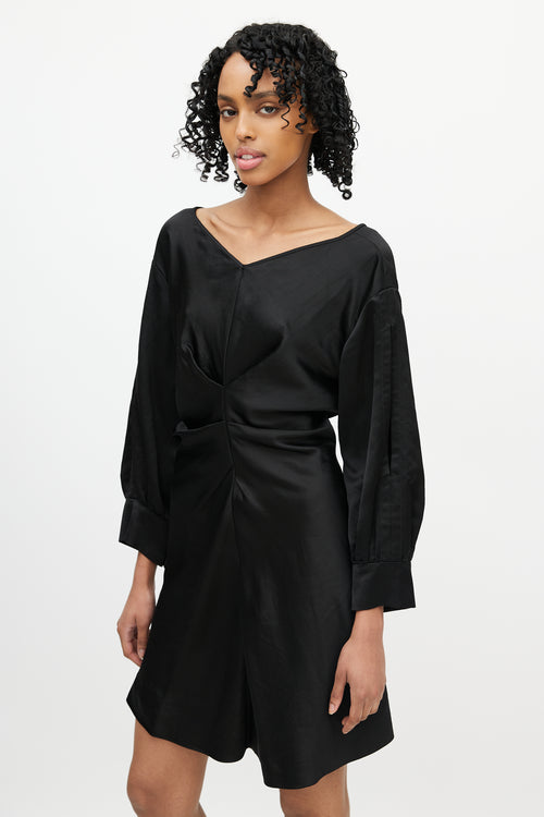 Isabel Marant Black Satin Ruched Dress