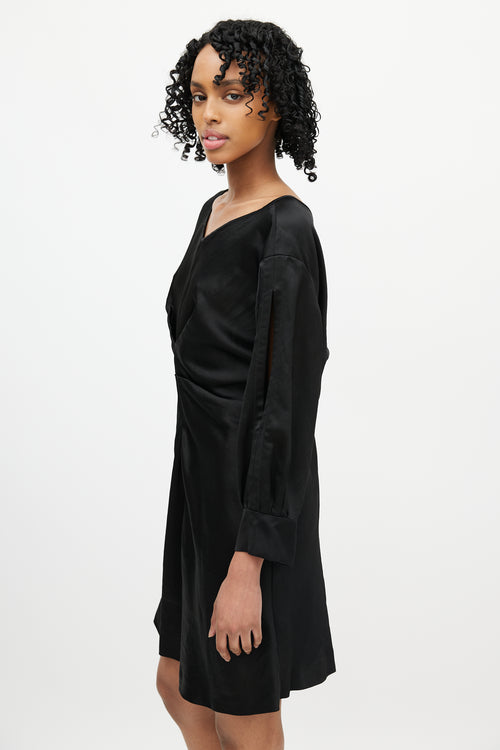 Isabel Marant Black Satin Ruched Dress