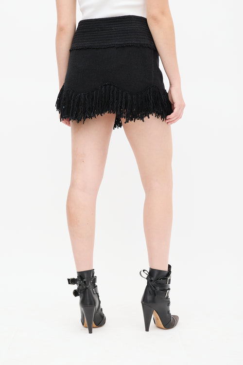 Isabel Marant Black Silk Fringe Skirt