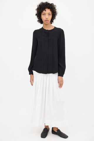 Isabel Marant Black Silk Pleated Shirt