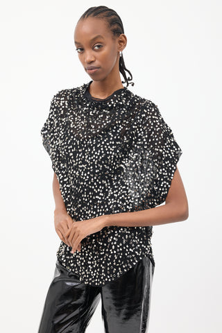 Isabel Marant Black & Silver Sequin Blouse