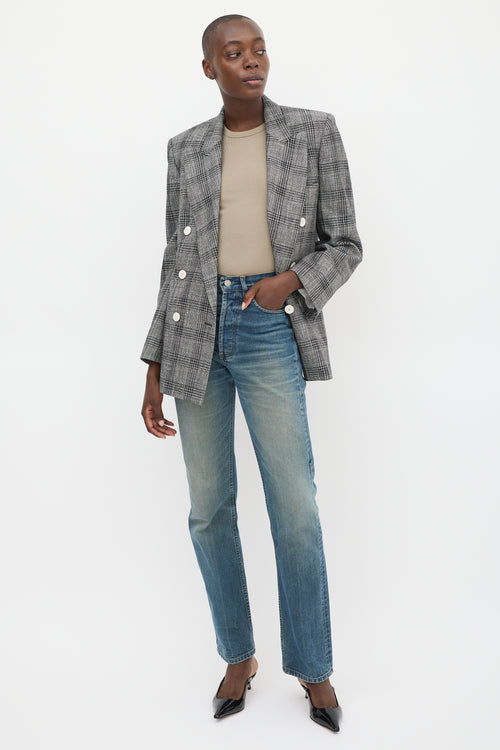 Isabel Marant Black & White Cotton & Wool Check Blazer