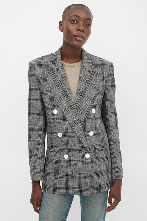 Isabel Marant Black & White Cotton & Wool Check Blazer