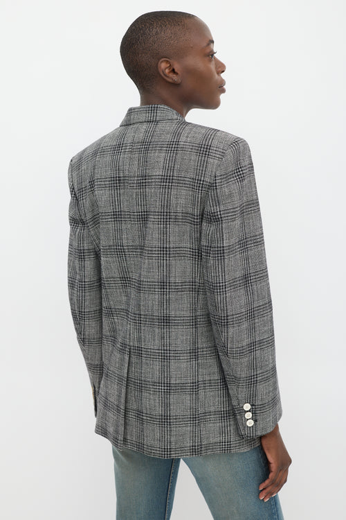 Isabel Marant Black & White Cotton & Wool Check Blazer