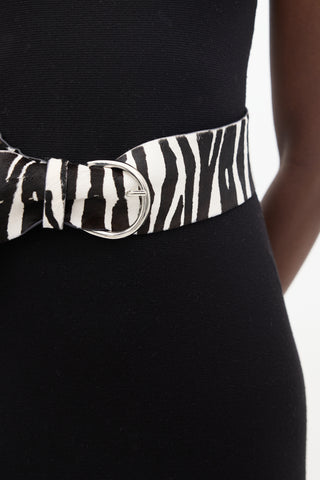 Isabel Marant Black & White Printed Fur Belt