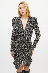 Isabel Marant Black & White Floral Ruffled Dress