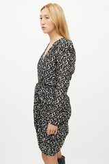 Isabel Marant Black & White Floral Ruffled Dress