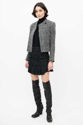 Isabel Marant Black Wool Ruffled Skirt