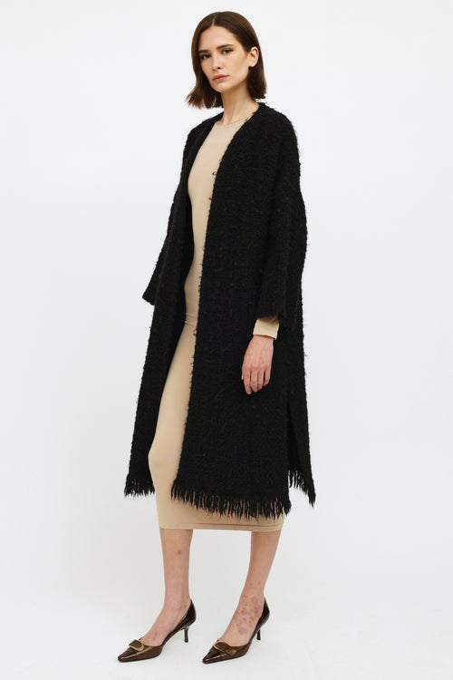 Isabel Marant Black Wool Fringe Open Coat