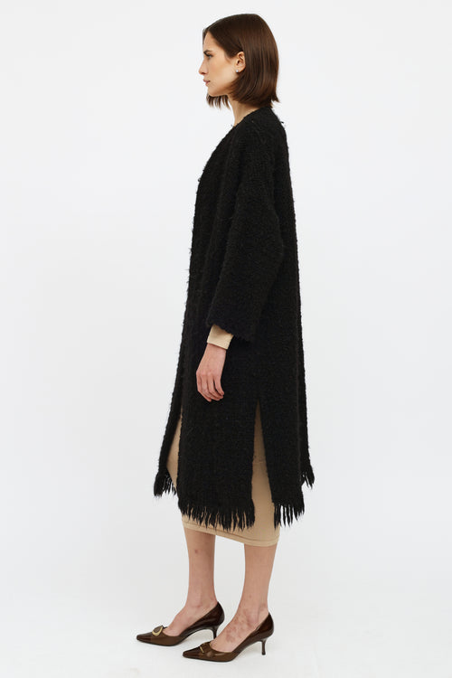 Isabel Marant Black Wool Fringe Open Coat