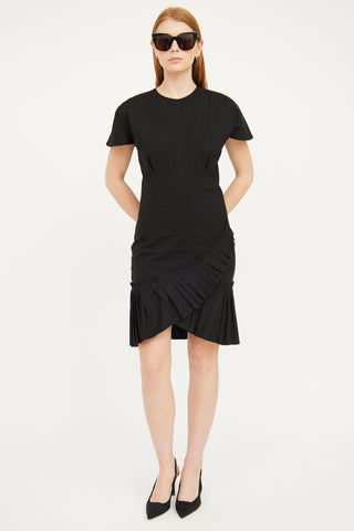 Isabel Marant Black Linen Ruffle Sheath Dress