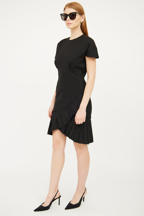 Isabel Marant Black Linen Ruffle Sheath Dress