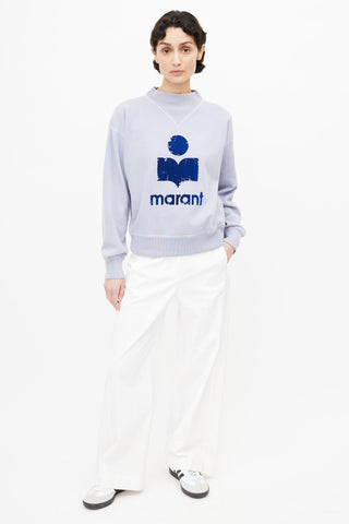 Isabel Marant Blue Flocked Logo Sweatshirt