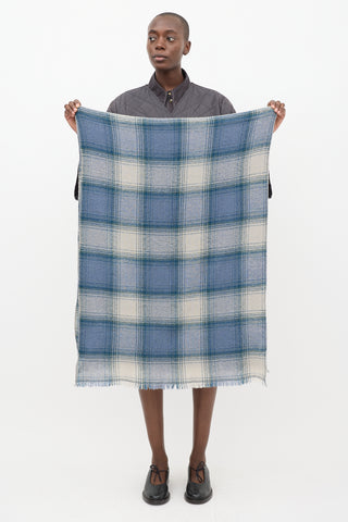 Isabel Marant Blue & White Wool Plaid Suzanne Scarf