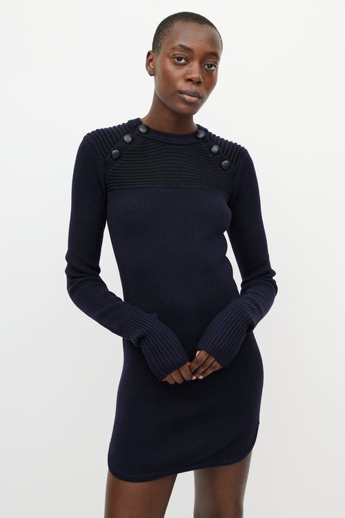 Isabel Marant Blue Knit Button Sweater Dress