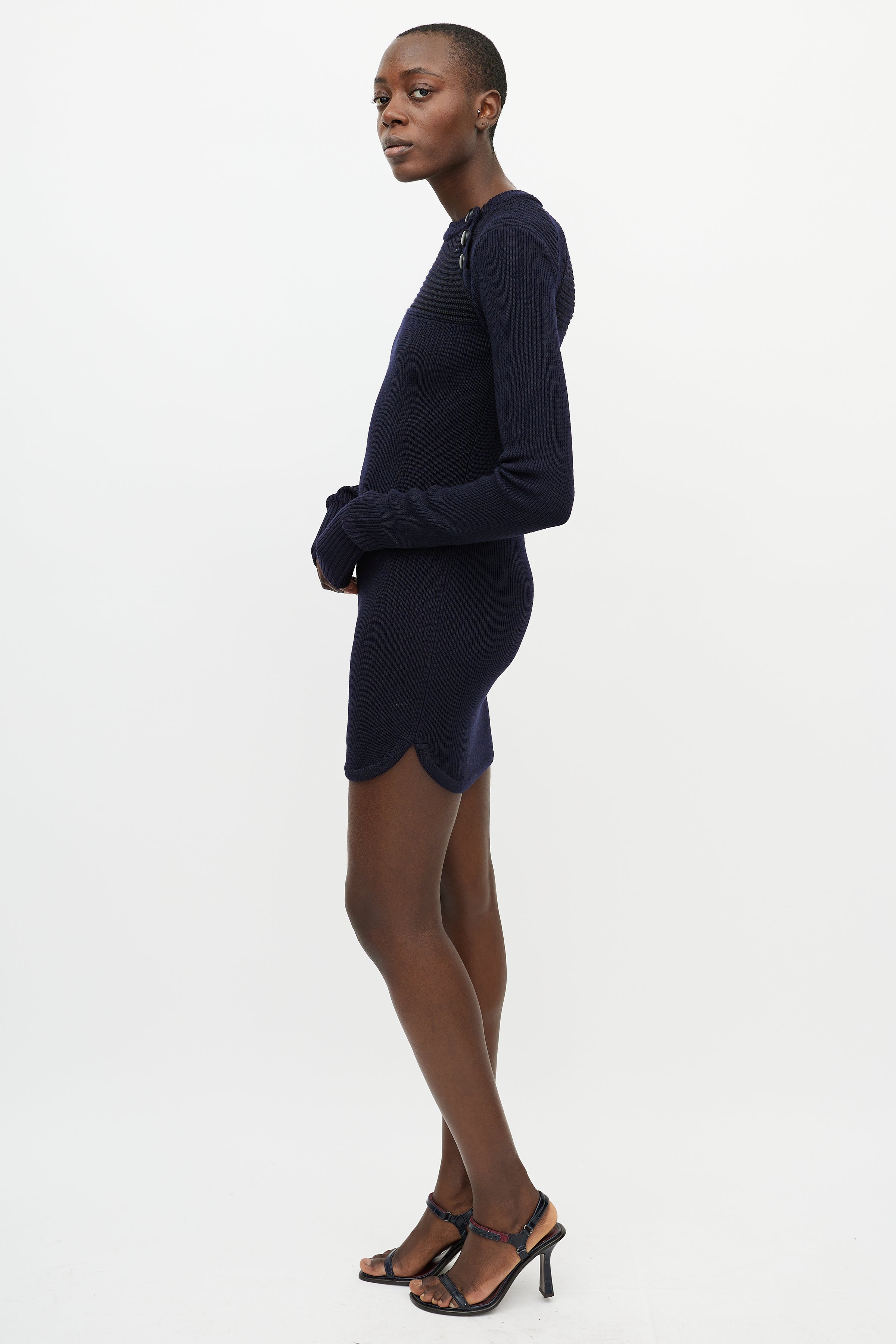 Isabel Marant // Blue Knit Button Sweater Dress VSP Consignment Isabel Marant // Blue Knit Button Sweater Dress VSP Consignment
