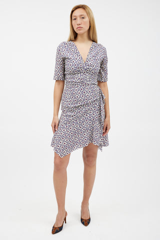 Isabel Marant Blue & Multicolour Feather Silk Dress