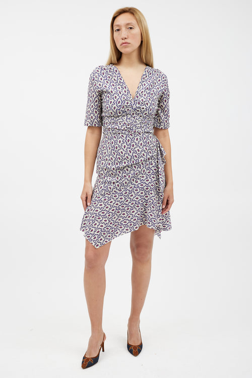 Isabel Marant Blue & Multicolour Feather Silk Dress