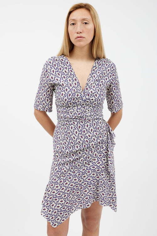 Isabel Marant Blue & Multicolour Feather Silk Dress