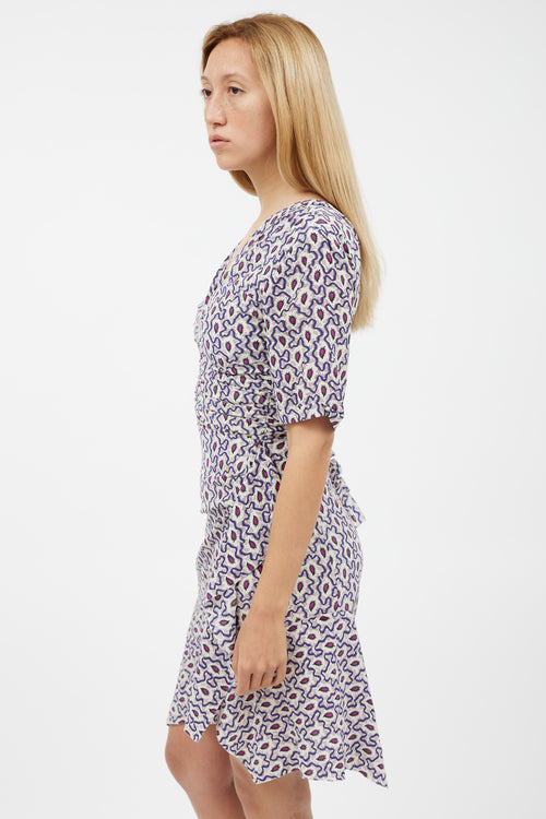 Isabel Marant Blue & Multicolour Feather Silk Dress