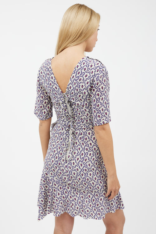 Isabel Marant Blue & Multicolour Feather Silk Dress