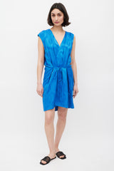 Isabel Marant Blue Patterned Tie Waist Shift Dress