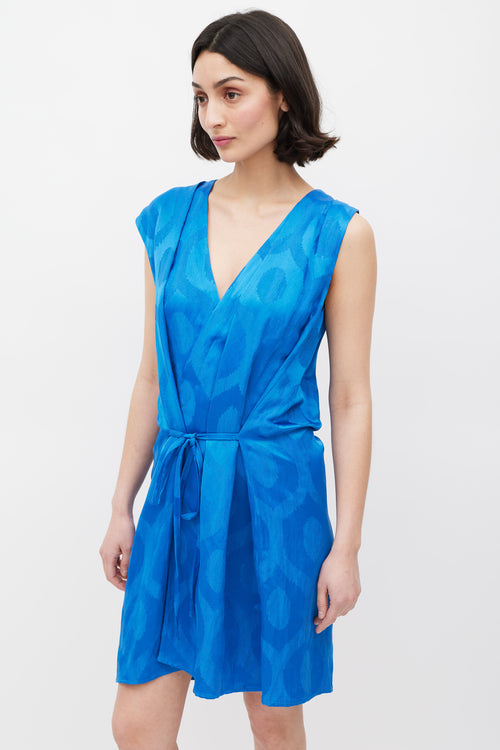 Isabel Marant Blue Patterned Tie Waist Shift Dress