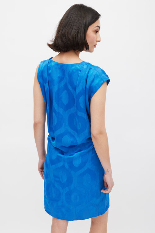 Isabel Marant Blue Patterned Tie Waist Shift Dress