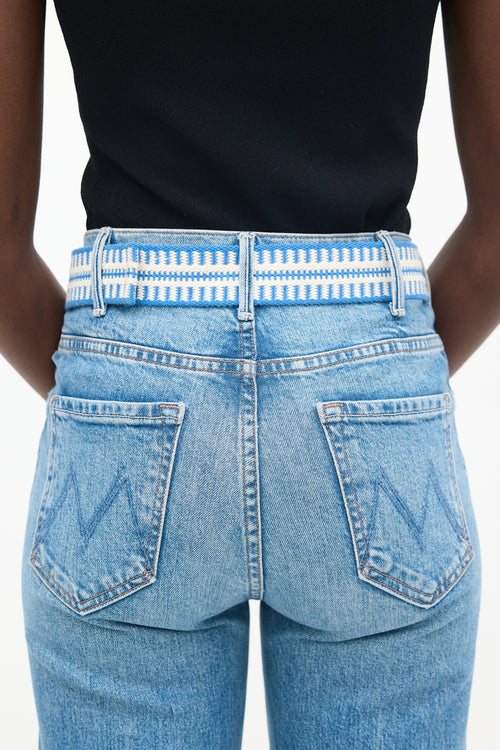 Isabel Marant Blue & White Nyess Woven Belt