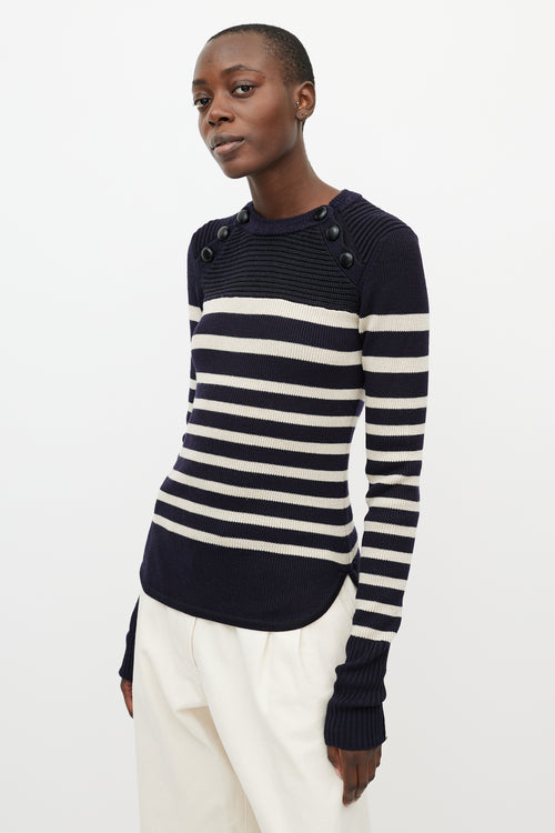 Isabel Marant Blue & White Stripe Knit Top