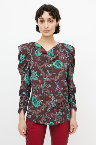 Isabel Marant Brown & Multi Floral Blouse