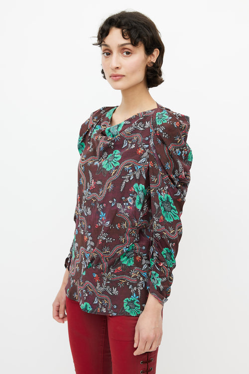 Isabel Marant Brown & Multi Floral Blouse