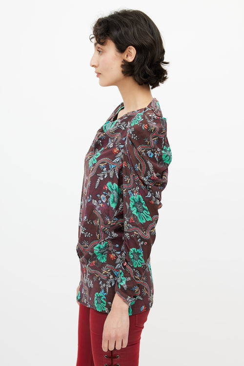 Isabel Marant Brown & Multi Floral Blouse
