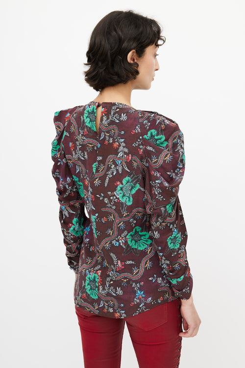 Isabel Marant Brown & Multi Floral Blouse