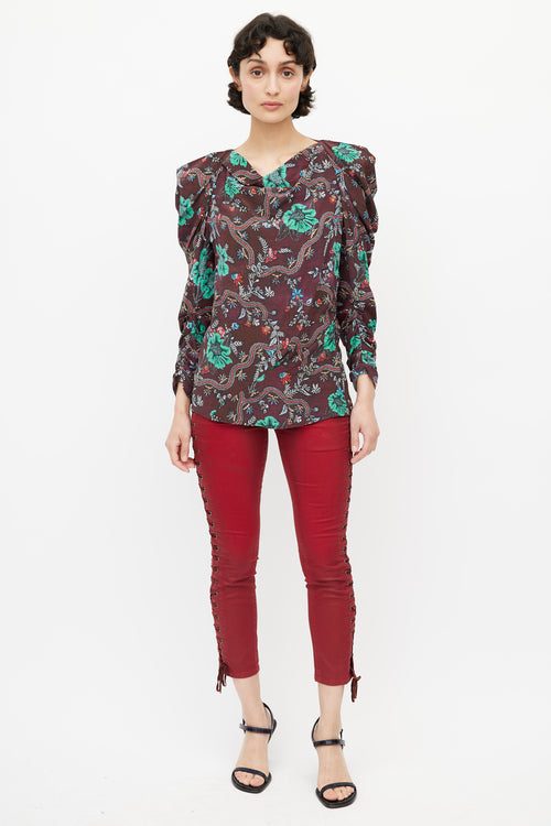Isabel Marant Brown & Multi Floral Blouse