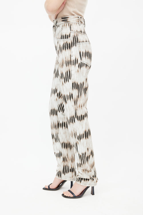 Isabel Marant Brown & White Bleached Tie Dye Jeans