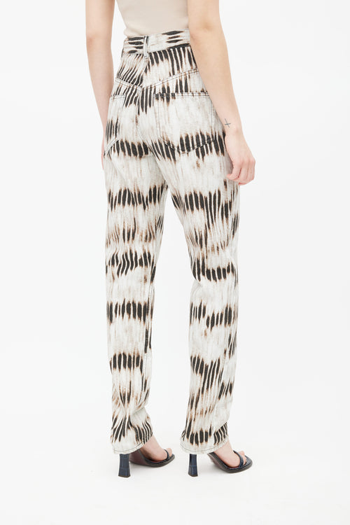 Isabel Marant Brown & White Bleached Tie Dye Jeans